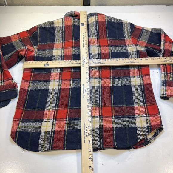 VINTAGE CPO OUTDOOR CAMP FLANNEL LUMBERJACK SHIRT JACKET Mens S Wool Linen Plaid - Picture 5 of 7